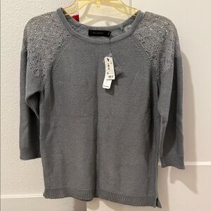 The Limited Charcoal Women's Sweater with Lace Accents